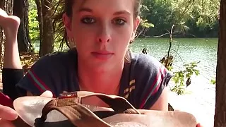 Amy in the pose with rainbow sandals PREVIEW