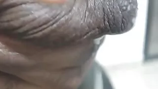 Saggy ebony big nipples spraying milk