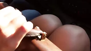 Young hitchhiking babes sucking and fucking in a van