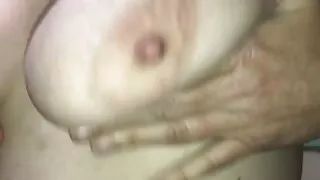 Lifting and dropping her big boobs!