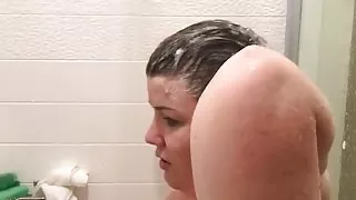 BBW taking a shower.