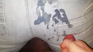 Massive load on her jeans
