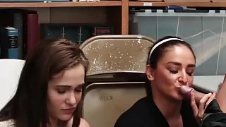 Sexy MILF and her stepdaughter pay the pussy price for theft