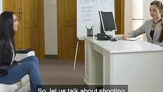 Female Agent Lesbian lust after sexy striptease