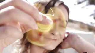 Small titted teen Cleo Vixen gets stretched by huge fat cock