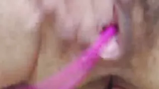 Moaning housewife Victoria pounding unshaved pussy