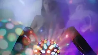 Sexy big boobed disco ball babe