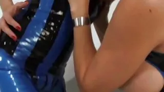 Latex Babe Raven Black Buries Face In RubberDoll's Crotch!