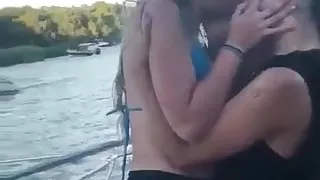 girl caught kiss her friend in public boat party