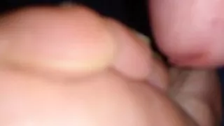 Cum on granny's feet again