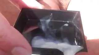 Collecting some cum in a box