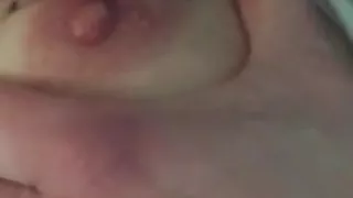I play with my pussy and sucking my boobs in bed