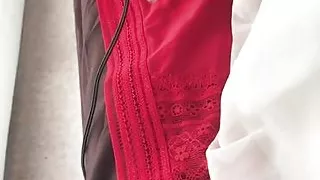 Lovely estim milking into panties