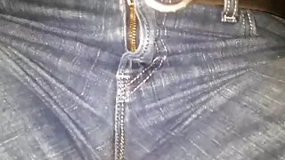 Blowing a massive load on her levis crotch