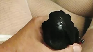 Cumming in black nylons
