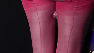 Kinky Milf puts sub on cross wanks him off into her nylons