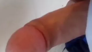 Playing with my bouncing cock in the bathroom