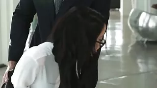 Office babe in stockings