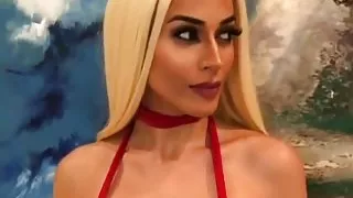 Unglaubliche Blondine in hautengen Latex-Leggings