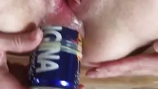 A little harder with a bottle of orangina double penetration