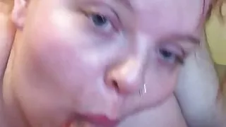 Pregnant dirty whore gagging on cock