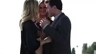 Blonde licks jizzed pussy