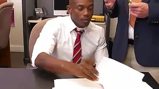 Hung black stud assfucked in office toilet