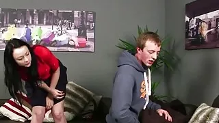 CFNM teen tugging cock in foursome