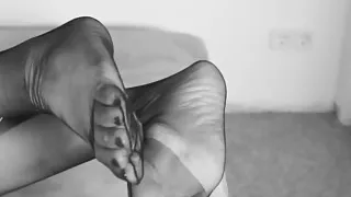 Shoelaces Stockings Foot fetish in slow motion with cumshots