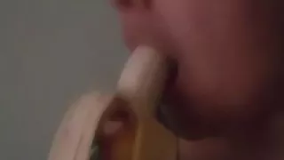 BBW OwnedSlut gags on banana
