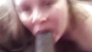 Sexy white girl sucks a big black cock