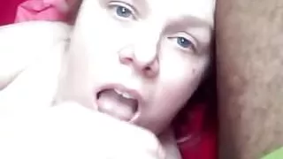 Dirty blue eyed slut sucks big black cock