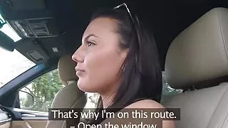 European cabbie babe sucks dick outdoors