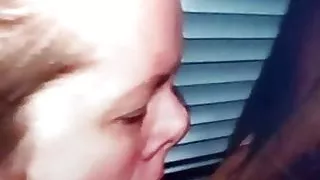 Sexy redhead sucks big black cock