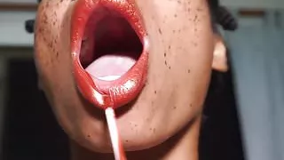 Lipstick Fetish JOI POV Ebony Sensual MOUTH FETISH Femdom