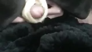 Fur vest helps me cum on fur wrap