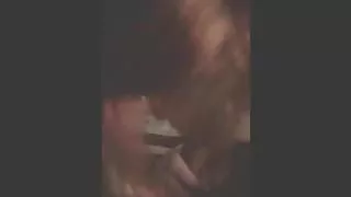 Red head gags on black dick and swallows the nut