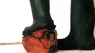 Crushing the cake his girlfriend baked him for Easter