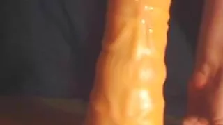 Huge Dildo Fucking lots of precum