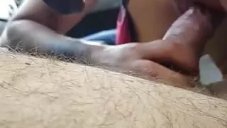 Catalina sucks and jerks my cock in the car