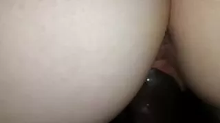 Slut loves big dick in black condom