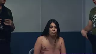 Slutty Latina babe dominated by an agent with a huge dick