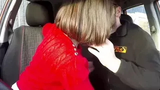 Delicious Brit with big naturals hammered at driving test