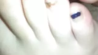 Stinky toes after work footjob