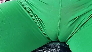 Round Ass Teen Has Deep Cameltoe In Tight Yoga Spandex Pants