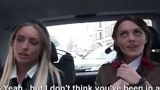 Hitchhiking schoolgirls fucked in the back end of a car POV