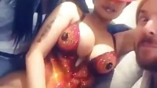 Nicki Minaj touching her pussy