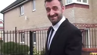 Mature British whore anally drilled hard before swallowing