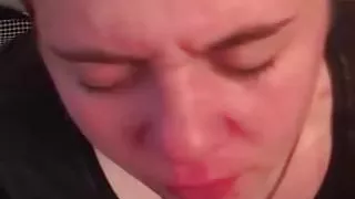 Emily drinks piss from cock