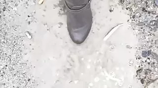 Hotwife in. Flatboots in mud part 1